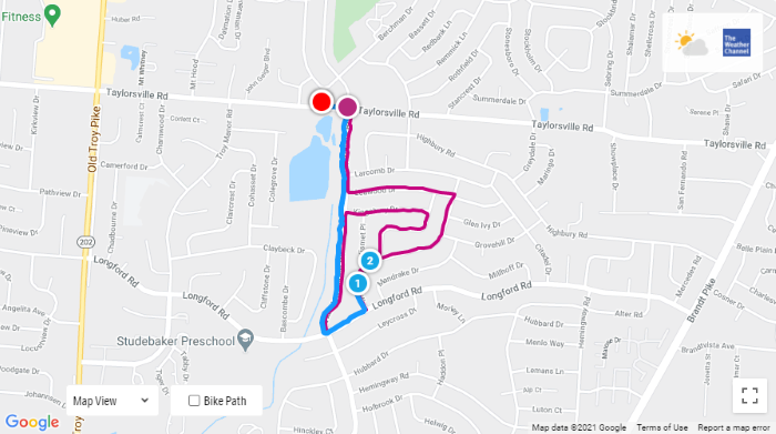 Map of my March 2021 walk/run.